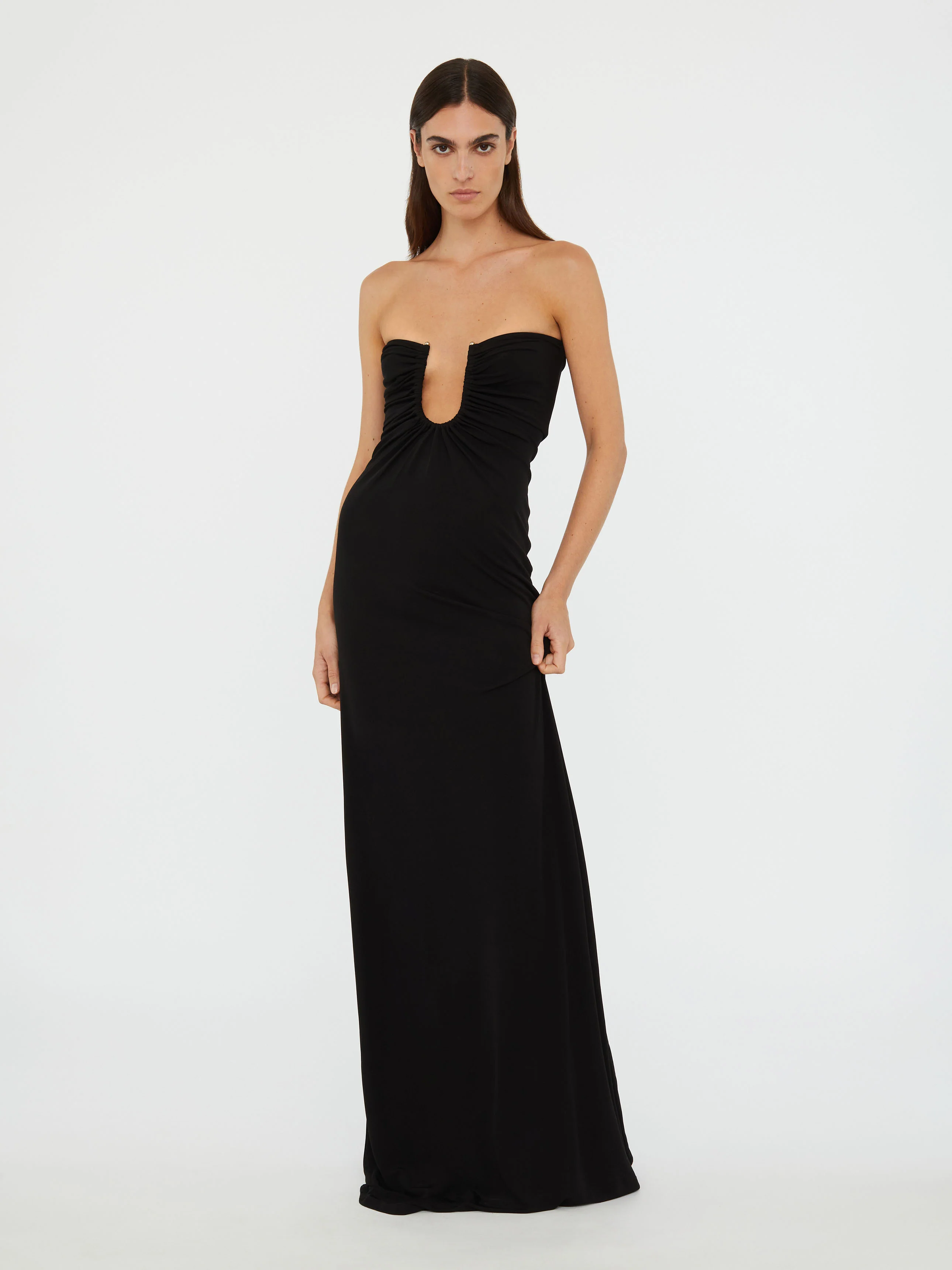 Arced Palm Strapless Dress - Image 3