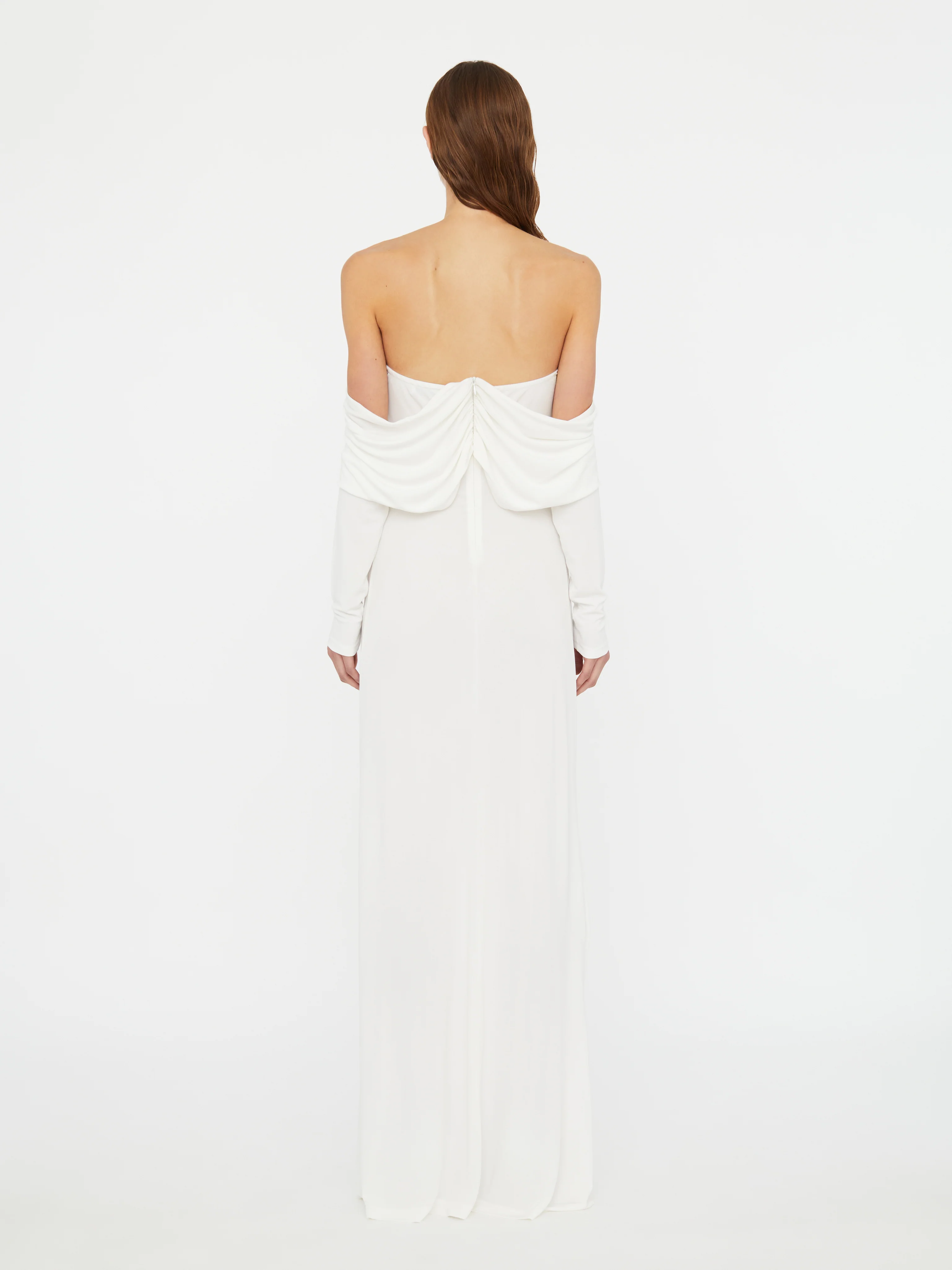 Arced Palm Strapless Shawl Gown - Image 4