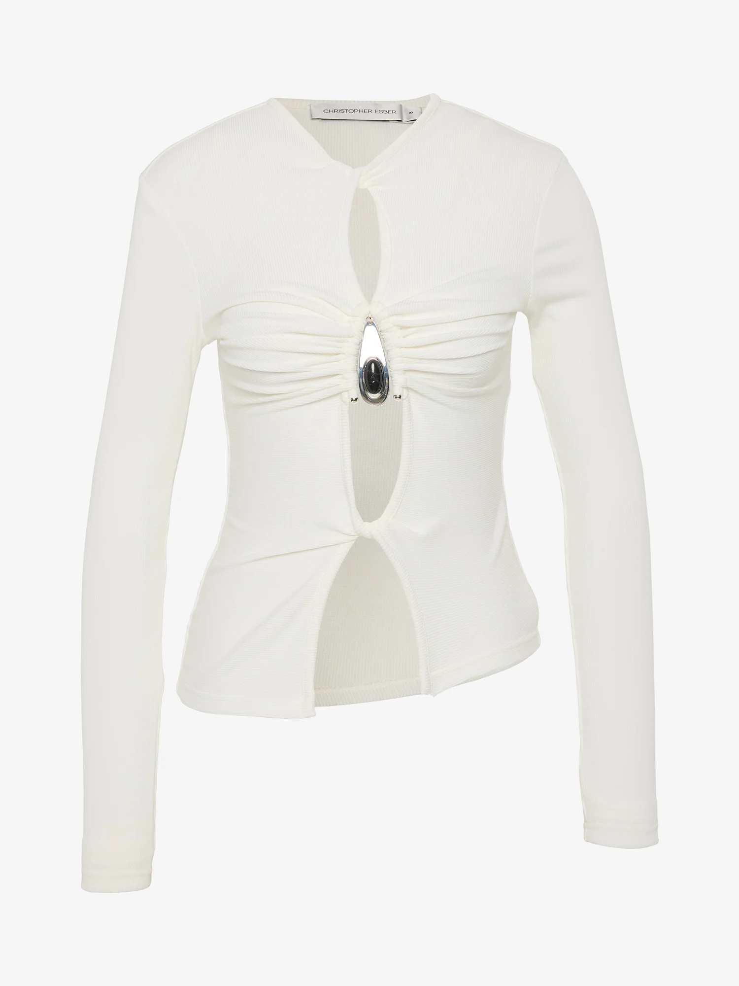 Crystal Pendant Open Twist Long Sleeve Top - Image 6