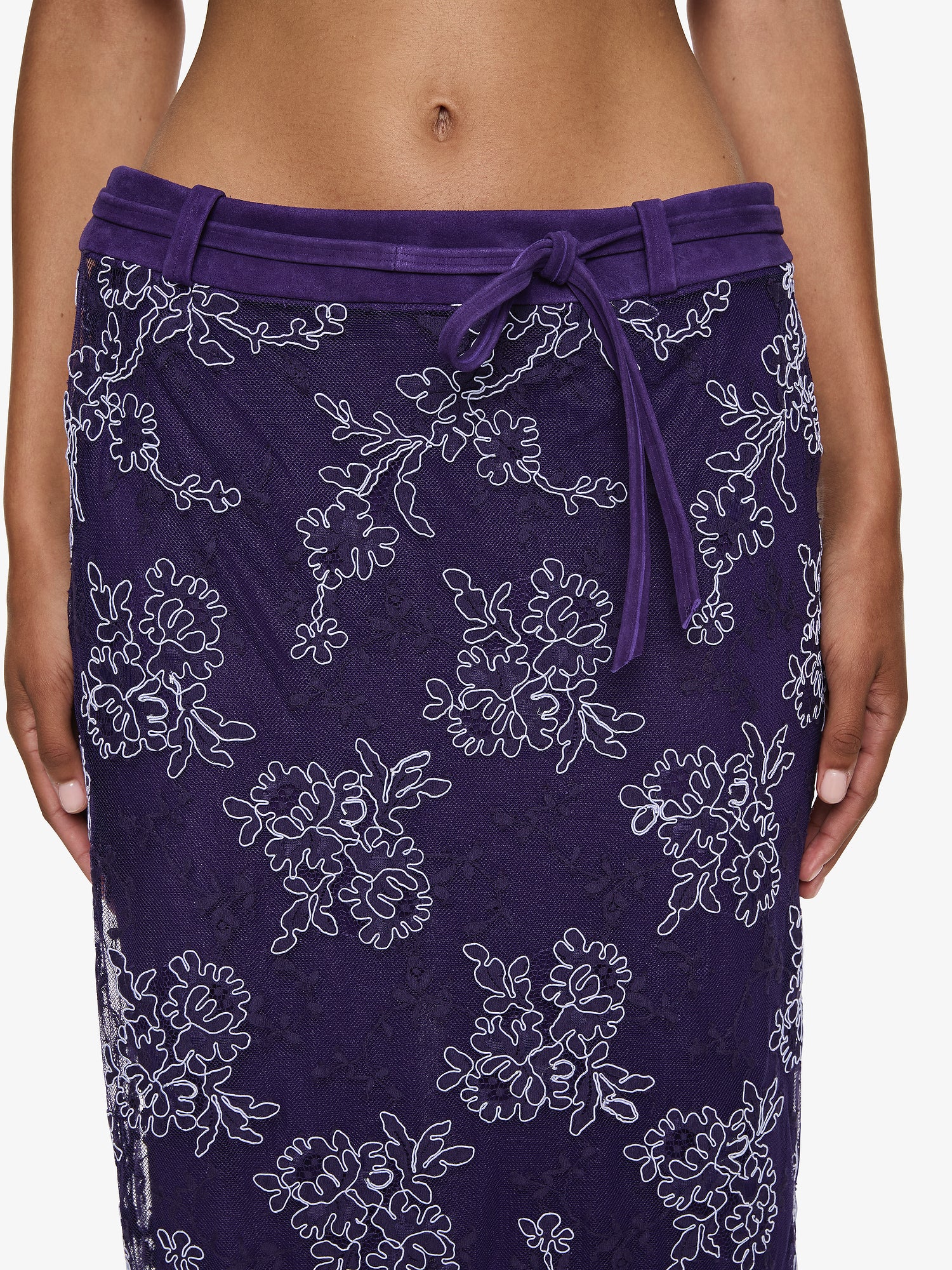 Iris Lace Suede Belted Skirt - Image 2