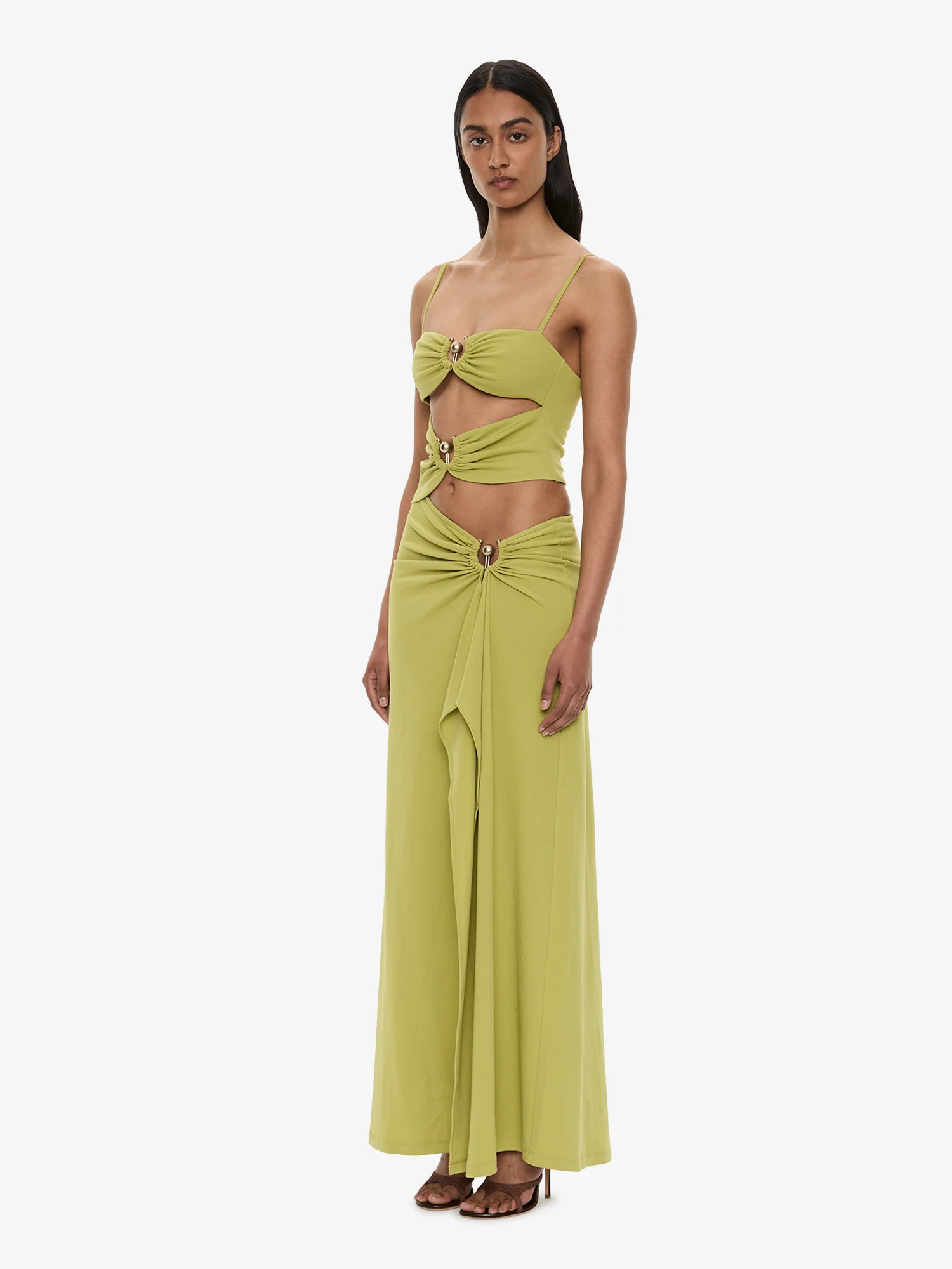 Orbit Ruched Disconnect Cascade Dress - Image 2