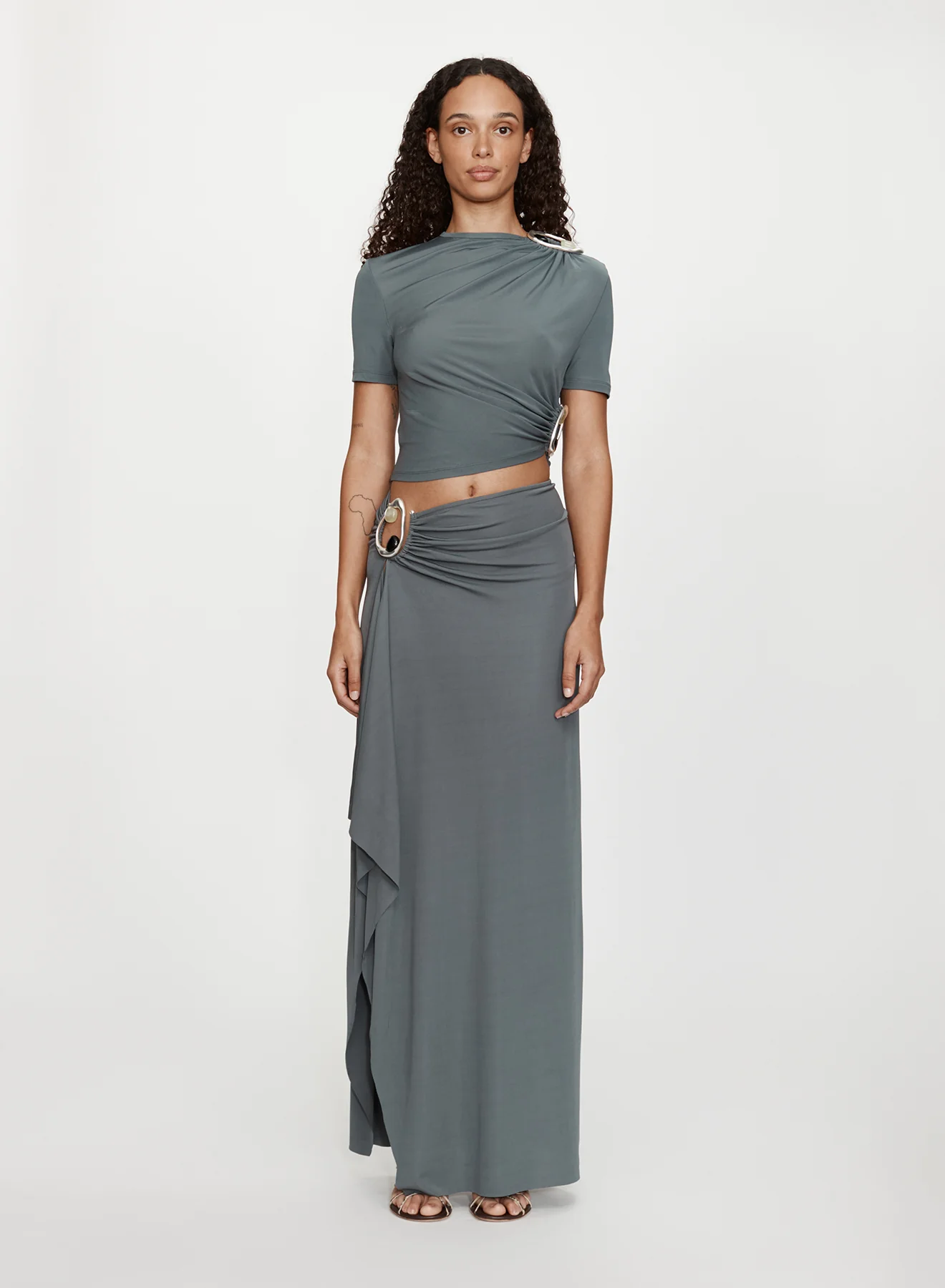 Orica Crystal Ruched Jersey Tee - Image 3
