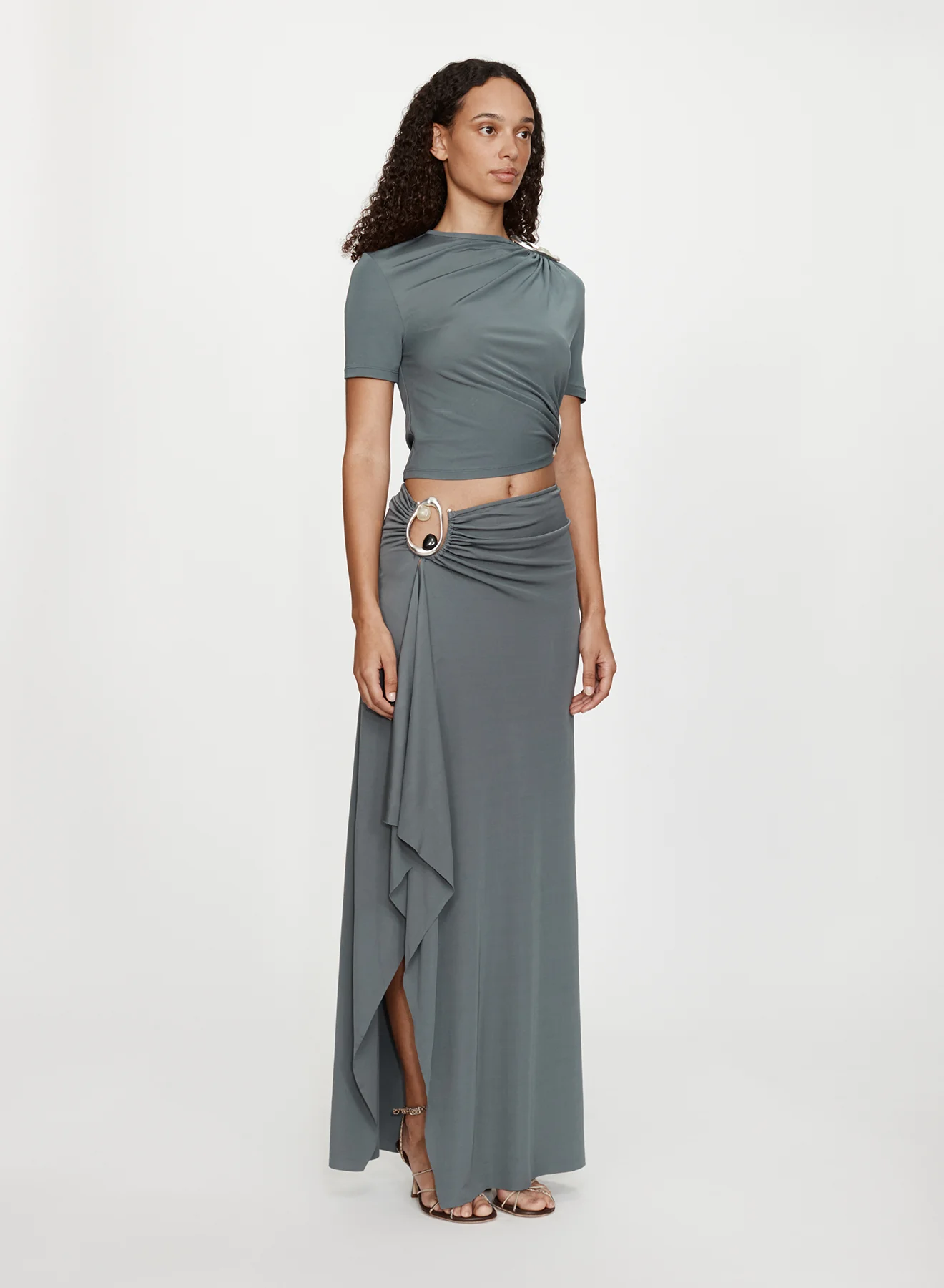 Orica Crystal Ruched Jersey Tee - Image 4