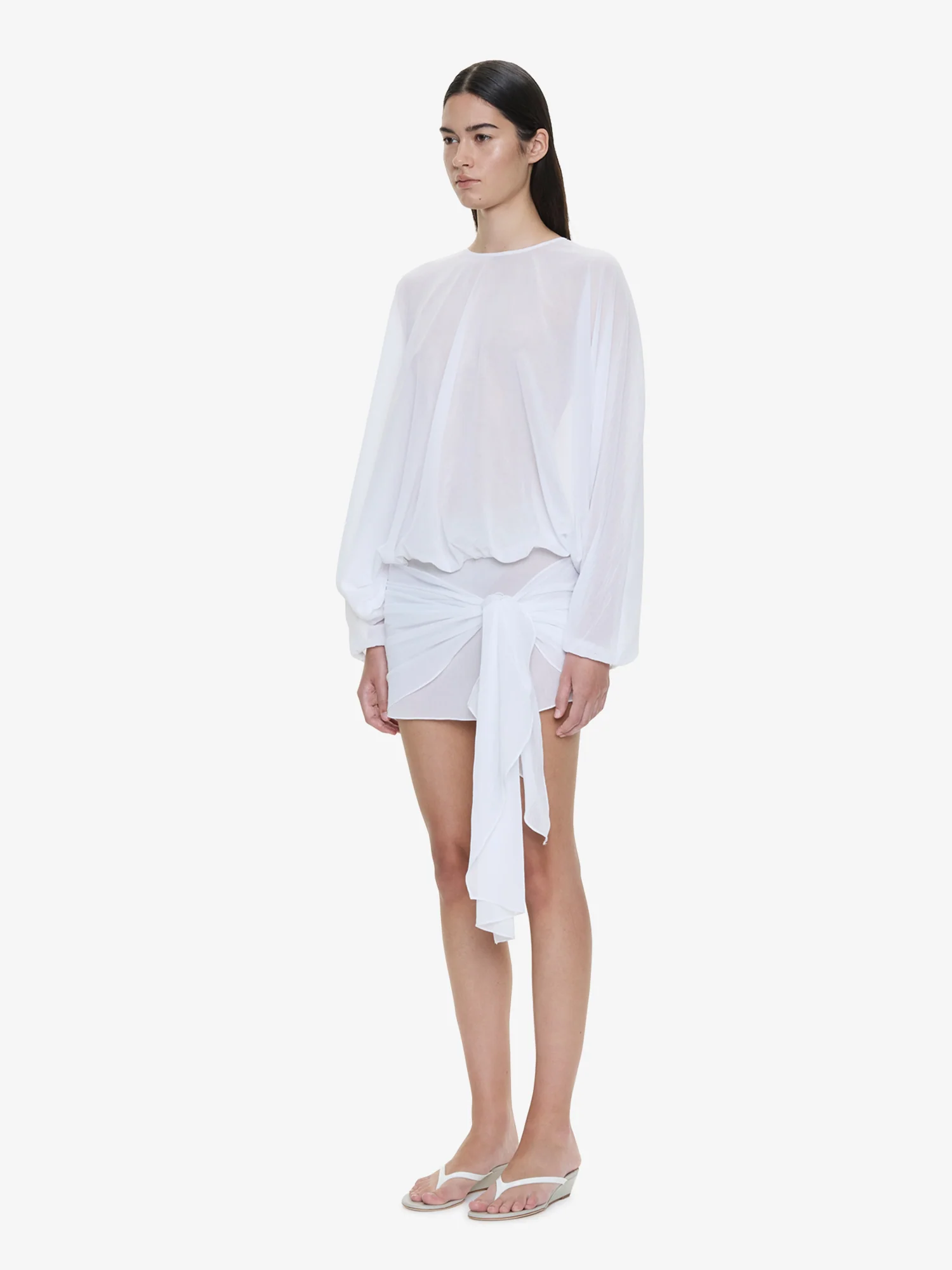 Porto Tie Long Sleeve Mini Dress - Image 2
