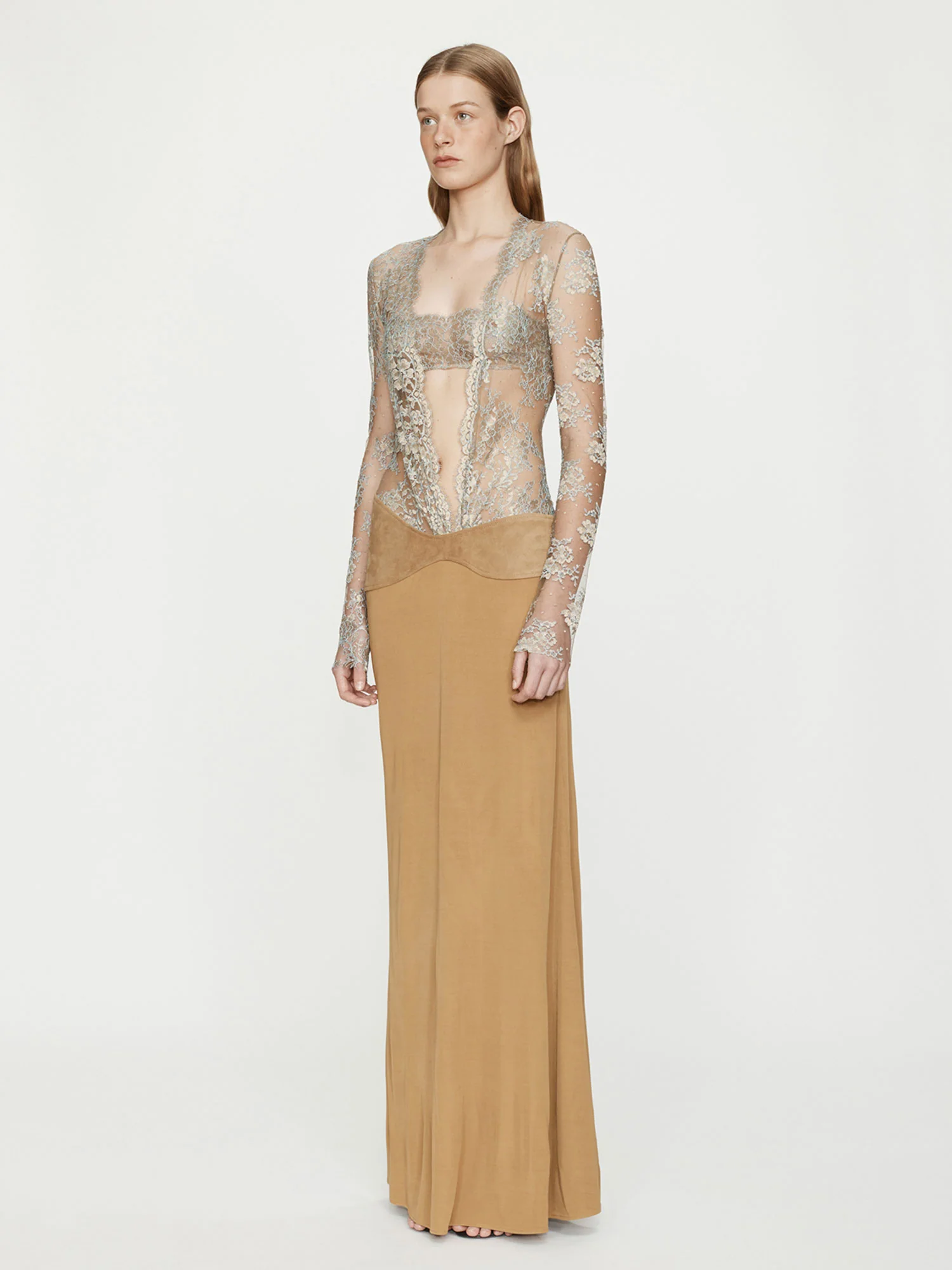 Sèpienne Lace Suede Belted Jersey Gown - Image 2