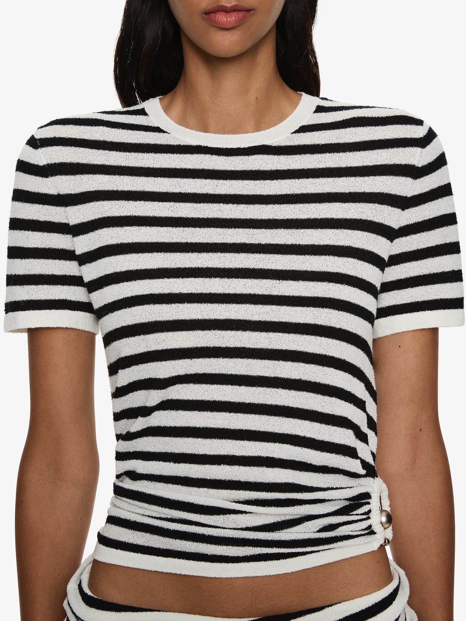 Stripe Knit Ruched Orbit Tee - Image 4