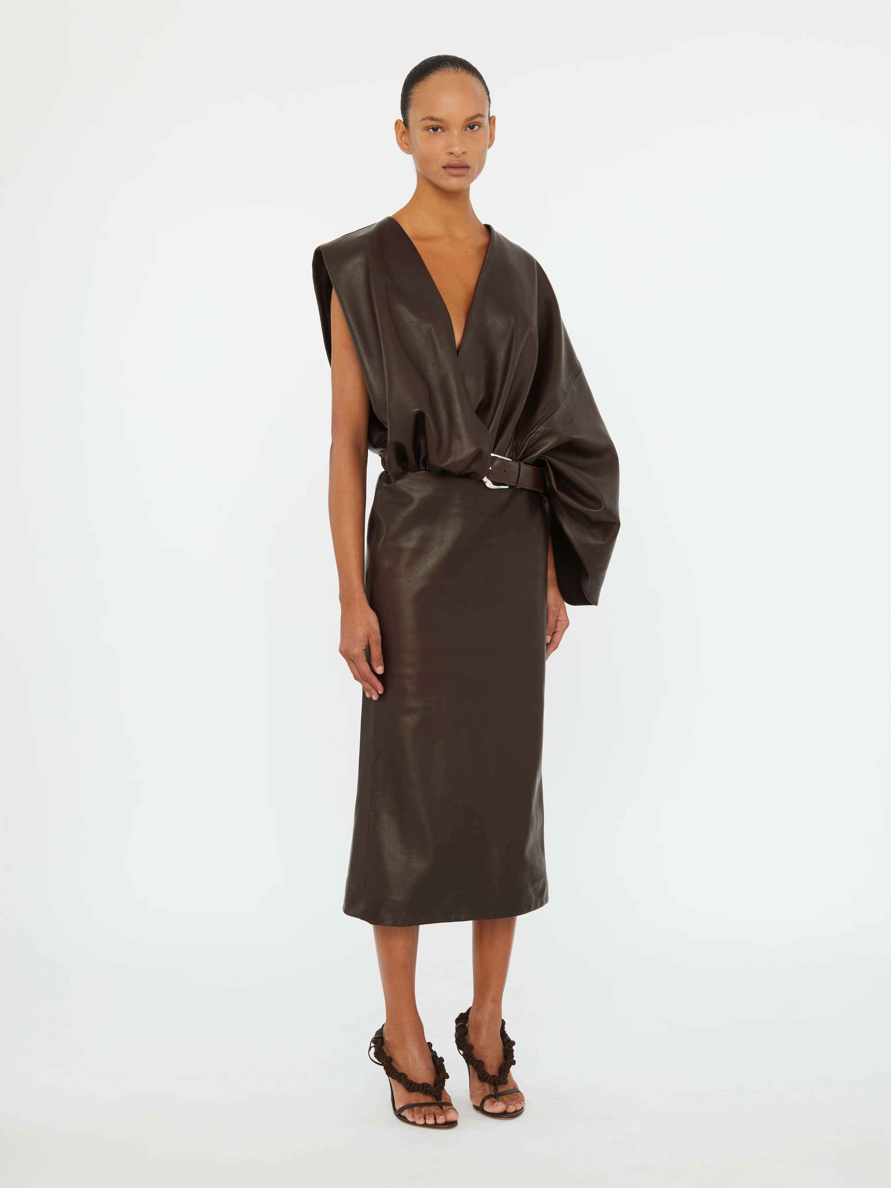 Swaddled Belted Leather Dress - Image 3