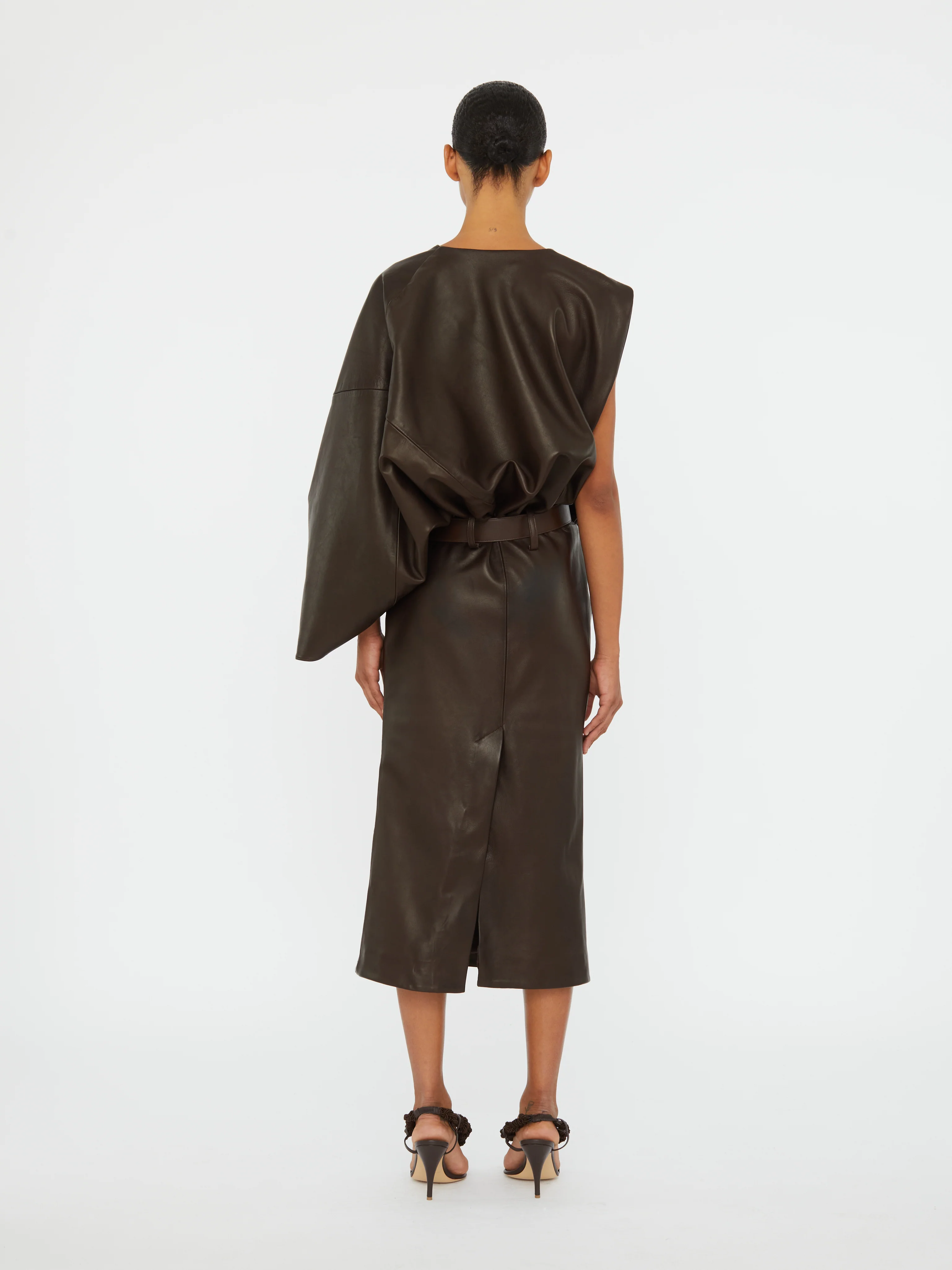 Swaddled Belted Leather Dress - Image 6